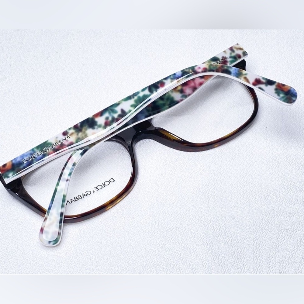 DOLCE & GABBANA Havana rectangle floral eyeglasses
